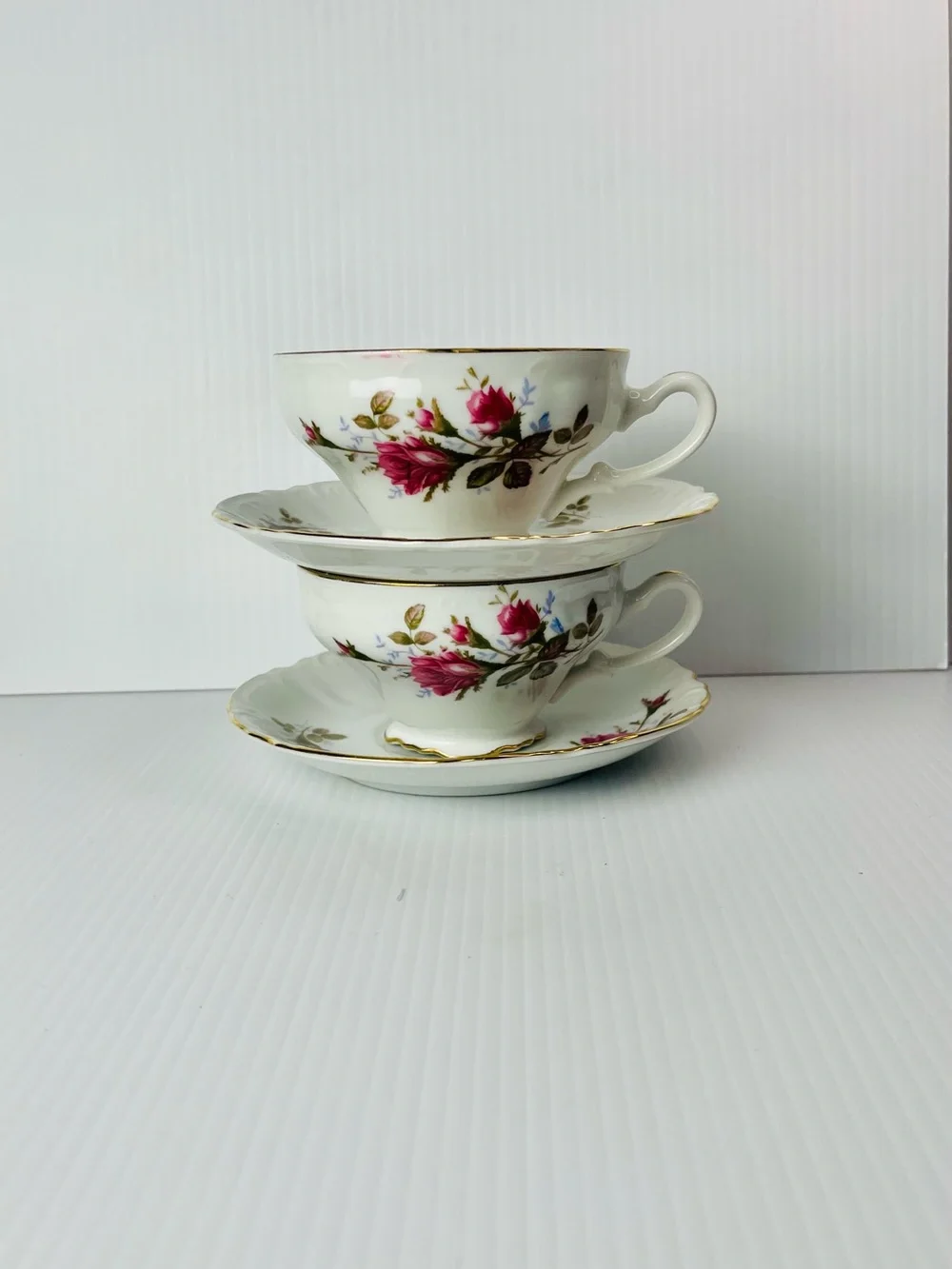 Set Of 2 Royal Rose Fine China Japan Tea Cup Saucer Sets